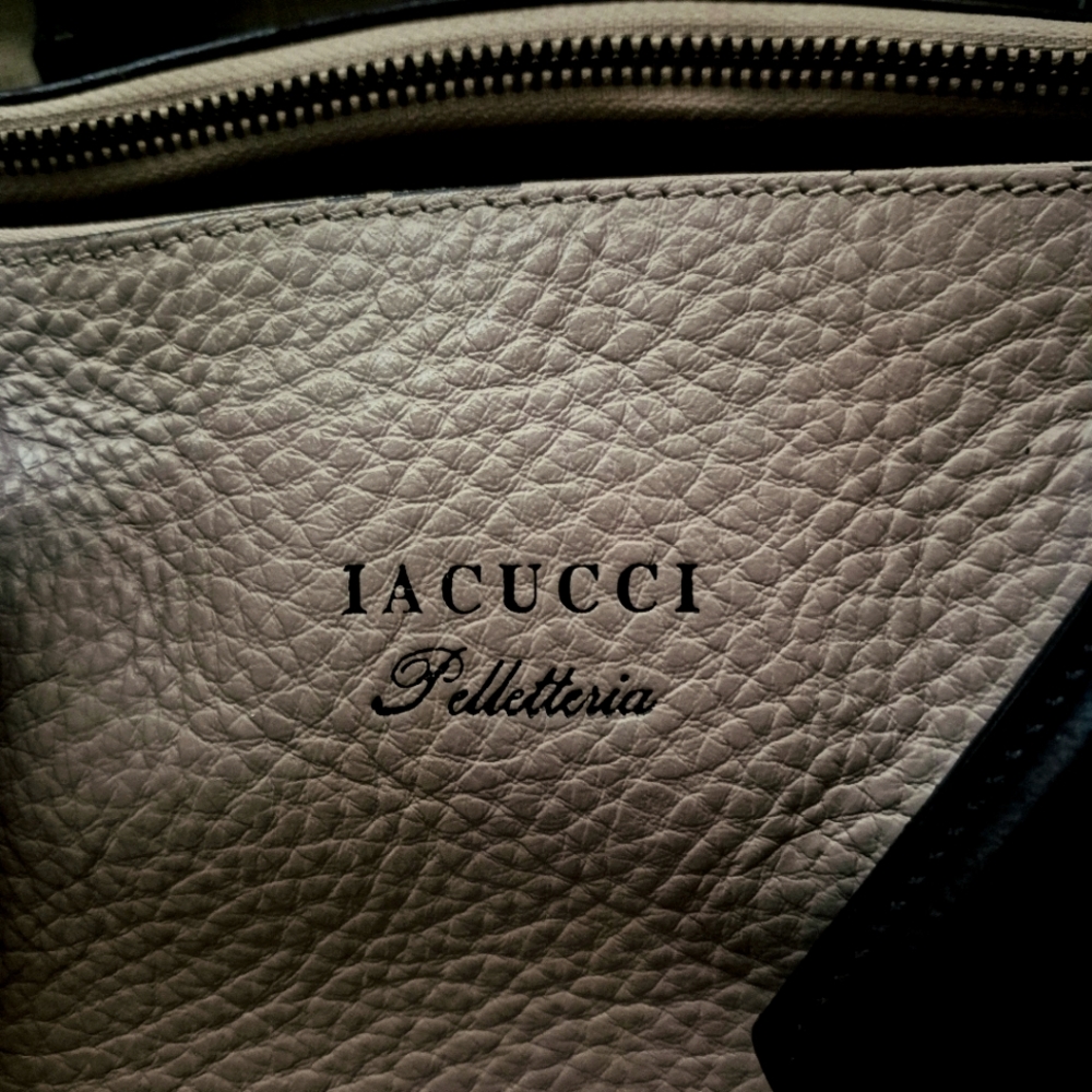 Iacucci pebble leather taupe bag